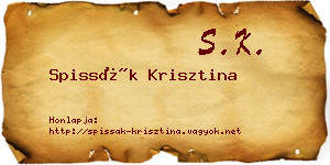 Spissák Krisztina névjegykártya